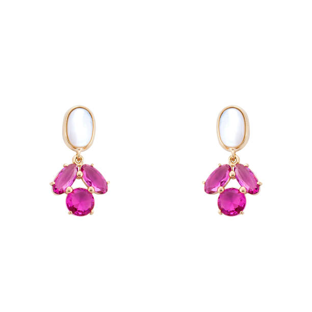 istock Golden earrings with gemstone isolated on white background 1300609038