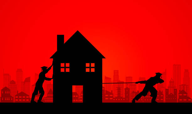 ilustrações de stock, clip art, desenhos animados e ícones de graduates moving house - moving house house action silhouette