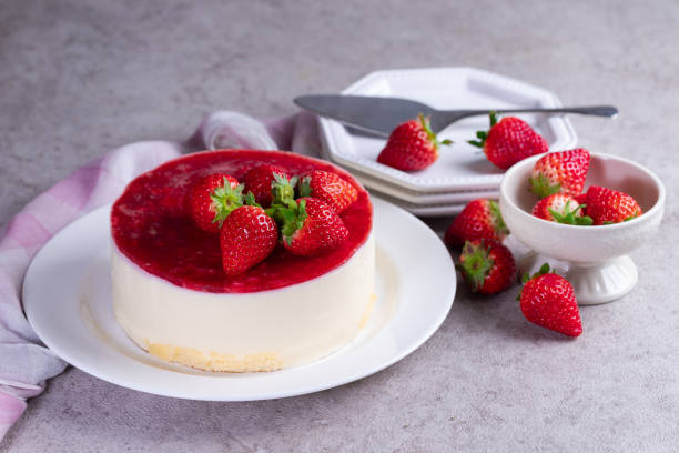 istock Homemade cheesecake with white chocolate and strawberries 1300616667