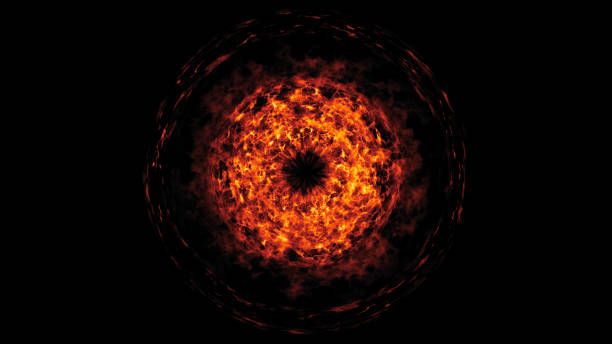 istock Colorful abstract of shock wave glowing blazing light burning texture element on black background 1300617549