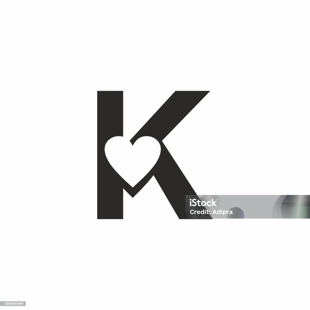 Black K Letter With Love Sign Logo Vector Template Stock ...
