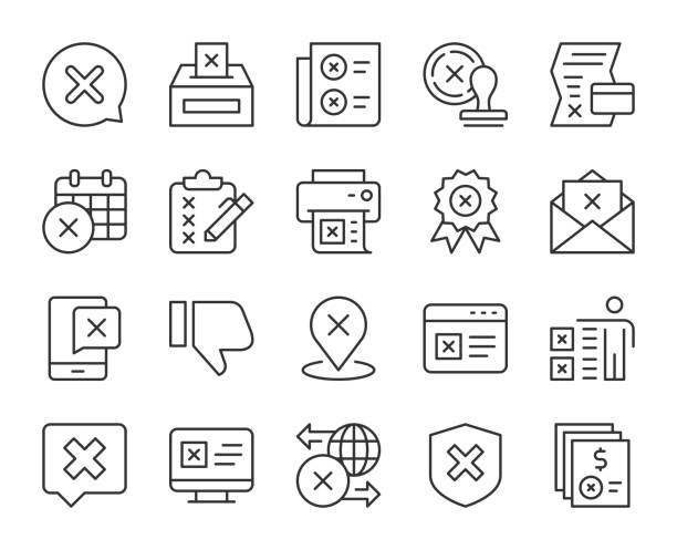 Rejection - Light Line Icons Rejection Light Line Icons Vector EPS File. fail stamp stock illustrations