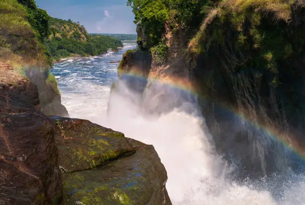 Photo of Murchison Falls with Rainbow, a Waterfall in Uganda