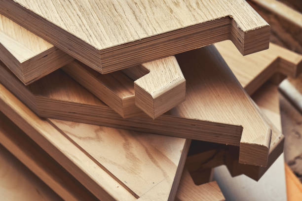 istock Stack of details assemble balanced steps in carpentry shop 1300620548