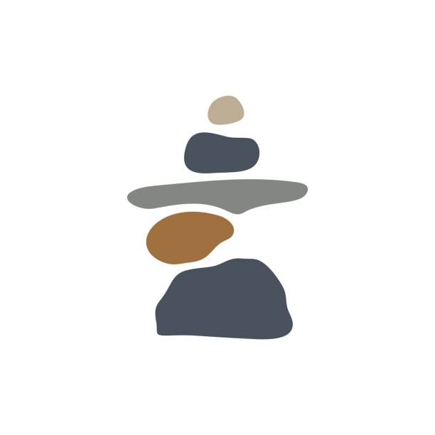 ilustrações de stock, clip art, desenhos animados e ícones de balancing zen stone vector icon illustration - rock vector stack heap
