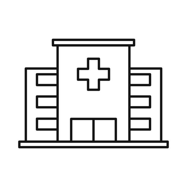 конструкция вектора больничной линии с редактируемым штрихом - hospital stock illustrations