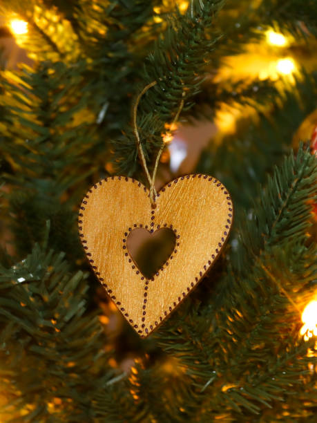 istock Handmade Christmas tree decoration in heart shape 1300627701