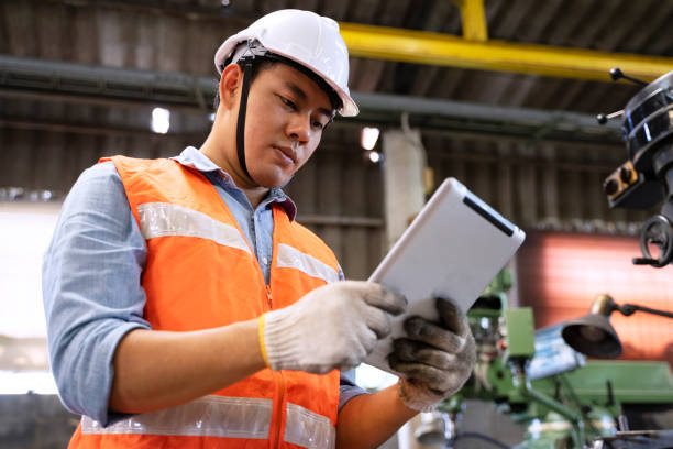 istock Portrait of blue-collar worker at the site. 1300628902