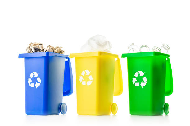 istock Bin icon. Container for disposal garbage waste and save environment. Yellow, green, blue dustbin for recycle plastic, paper and glass can trash isolated on white background. 1300630973