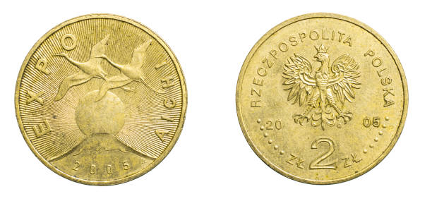 istock two Polish zloty coin on a white isolated background 1300632892