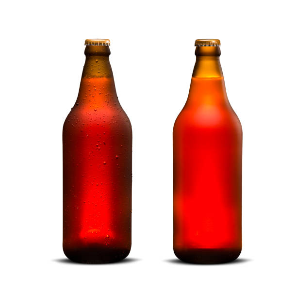 istock Brown wet Bottle of beer isolated on white background 1300633126