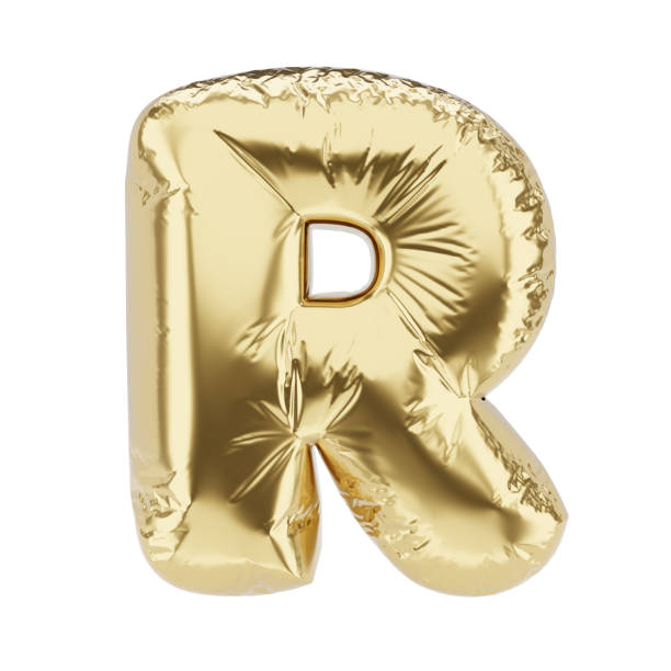 istock Letter R golden balloon isolated on white. 3D rendering illustration. 1300634458