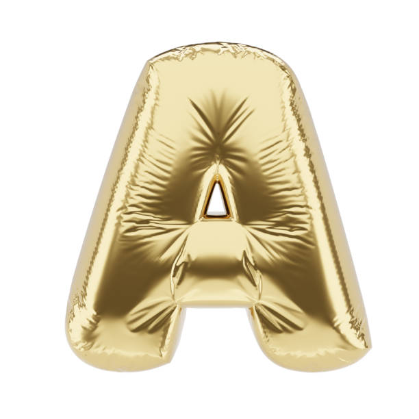 istock Letter A golden balloon isolated on white. 3D rendering illustration. 1300634478