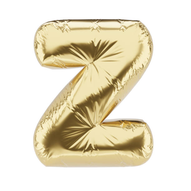 istock Letter Z golden balloon isolated on white. 3D rendering illustration. 1300634535