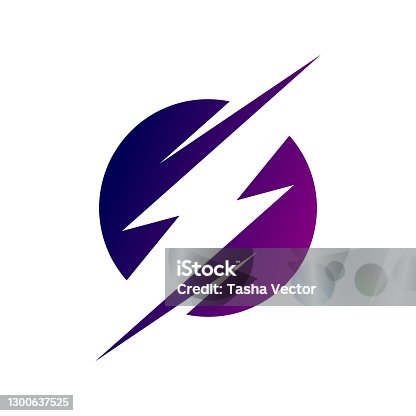 istock Lightning bolt logo. Electricity icon. Electric energy sign. 1300637525