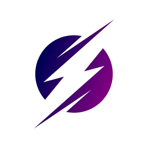 Vector illustration of Lightning bolt logo. Electricity icon. Electric energy sign.