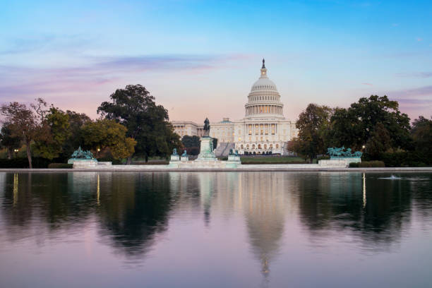 The United States pf America capitol building on sunrise and sunset. The United States pf America capitol building on sunrise and sunset. Washington DC. USA. capitol building washington dc stock pictures, royalty-free photos & images