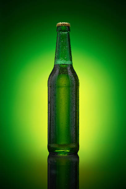 istock Ice cold beer standing on a mirror surface. stock photo 1300637712