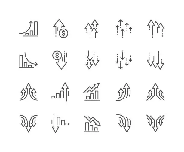 Vector illustration of Line Increase and Decrease Icons