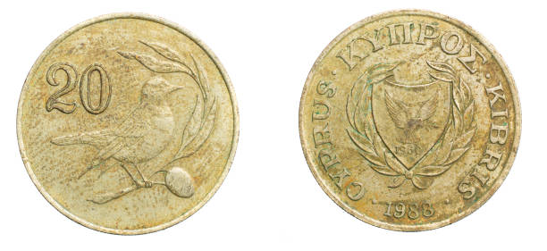 istock twenty cyprus gold cent coin on white isolated background 1300639546