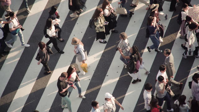 Crowd people crossing zebra crossing , Tokyo, Japan.