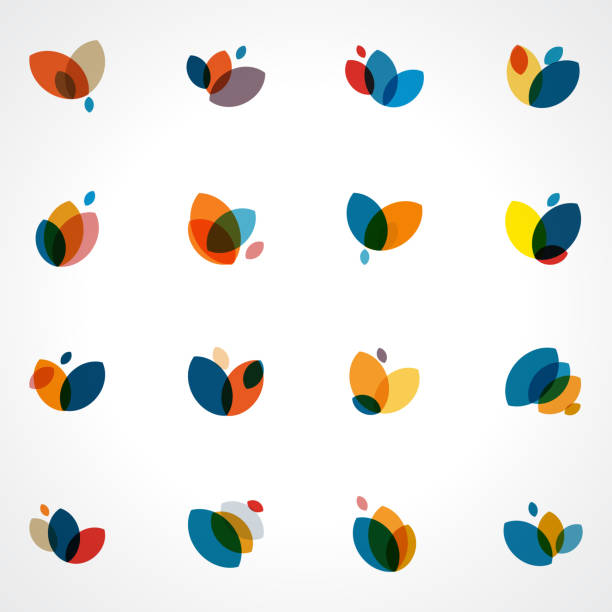 Abstract colors floral pattern icon collection