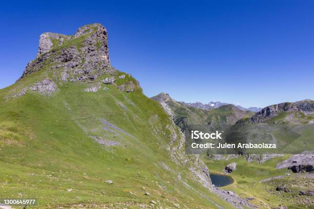 View Of Ayous Lakes And Midi Dossau Mountain In The Pyrenees Stock Photo - Download Image Now
