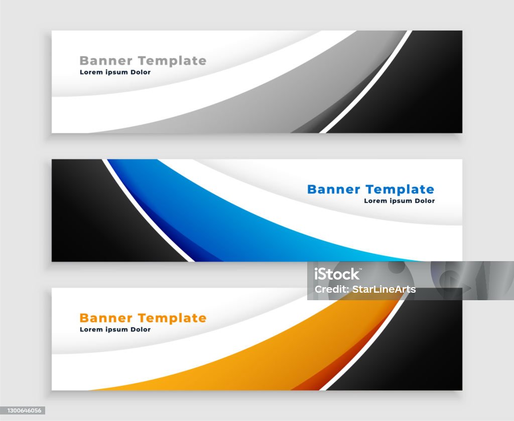 Light Color Web Banner Modern Web Wave Banner Set In Three Colors Stock Illustration ...
