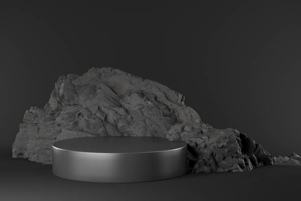 istock 3d rendering of podium and stone. 1300646094