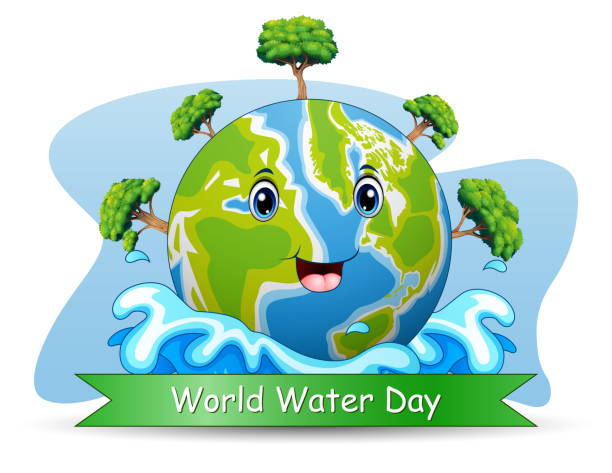 ilustrações de stock, clip art, desenhos animados e ícones de world water day background design with trees around the world - 13585