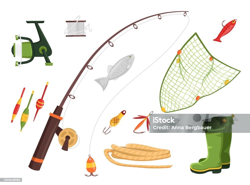 Fishing Equipment Set Stock Illustration - Download Image Now