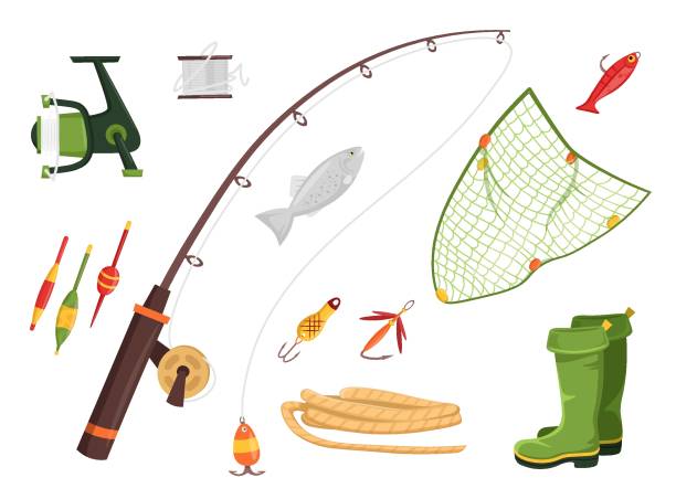 Fishing Equipment Set Stock Illustration - Download Image Now - Fishing,  Fishing Rod, Plummet - iStock