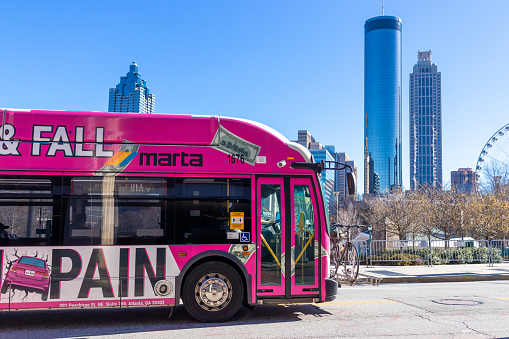 Atlanta, USA - Jan 17th 2021: Marta, ground transportation system of the city of Atlanta, USA