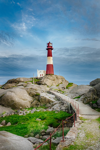 Classic lighthouse at Eigerøy, in the south of Norway.