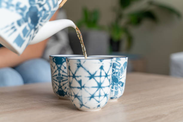 still life shoot with Asian teapot and cups