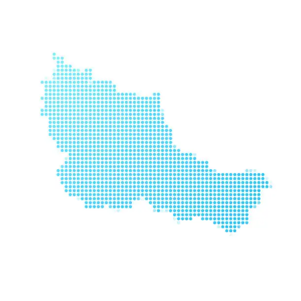 Vector illustration of Belle-Ile-en-Mer map in blue dots on white background