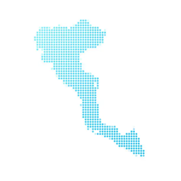 Vector illustration of Corfu map in blue dots on white background