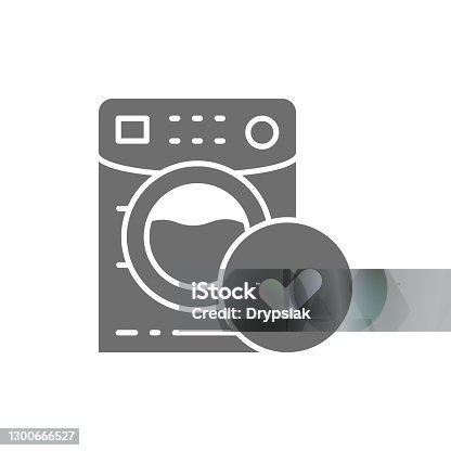 istock Washing machine, material suitable for washer grey icon. 1300666527