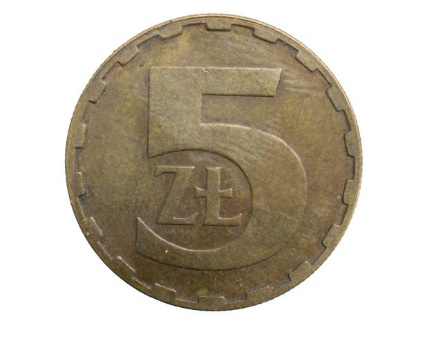istock five Polish zloty coin on a white isolated background 1300666947