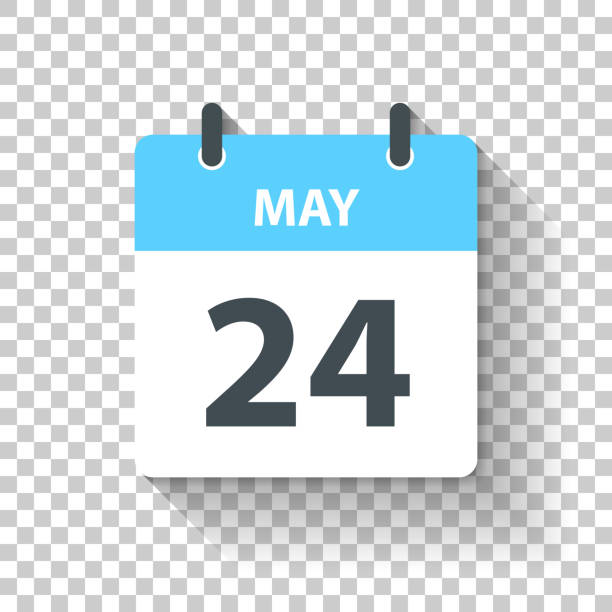 May 24 - Daily Calendar Icon in flat design style May 24. Calendar Icon with long shadow in a Flat Design style. Daily calendar isolated on blank background for your own design. Vector Illustration (EPS10, well layered and grouped). Easy to edit, manipulate, resize or colorize. may 24 calendar stock illustrations
