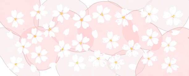 수상 수채화 배경의 표면에 떠있는 벚꽃 - floating on water petal white background water stock illustrations