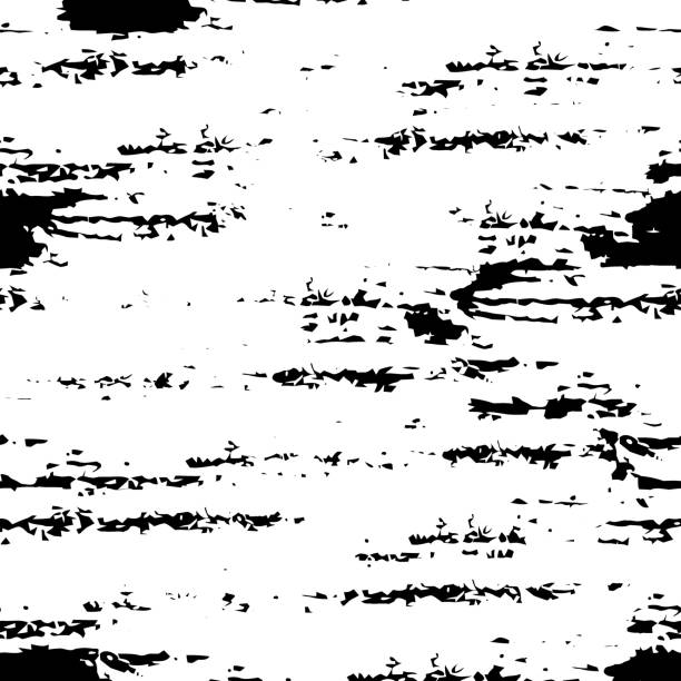 ilustrações de stock, clip art, desenhos animados e ícones de grunge brush stroke seamless pattern. organic, natural camouflage texture. hand drawn black ink, paint smears print - birch bark birch tree textured