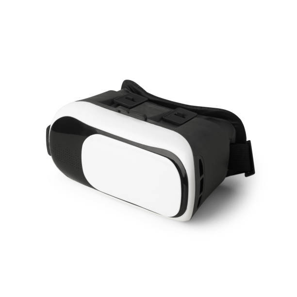 istock Realistic white virtual reality headset isolated on white background with clipping path 1300678400
