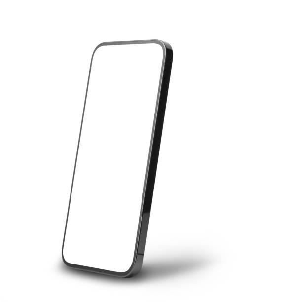 istock Black mobile smartphone mockup with blank screen isolated on white background with clipping path, Can use mock-up for your application or website design project 1300678405