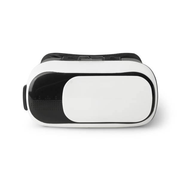 istock Realistic white virtual reality headset isolated on white background with clipping path 1300678429
