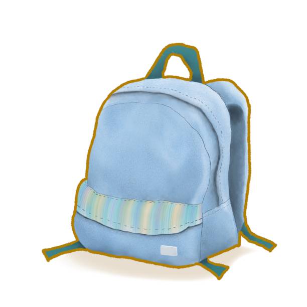 istock Navy blue backpack bag, travel bag or school bag isometric cartoon icon raster illustration 1300678515