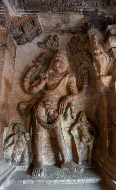 istock Vishnu as Narasimha statue in Cave Temple, Badami, Karnataka, India 1300679890