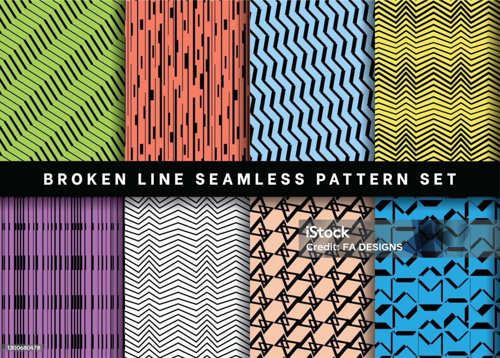 Vector Pattern Rotten Seamless Broken Line Pattern Collection Set Of Geometric Broken Line ...