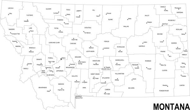 illustrations, cliparts, dessins animés et icônes de carte de contour du montana - montana