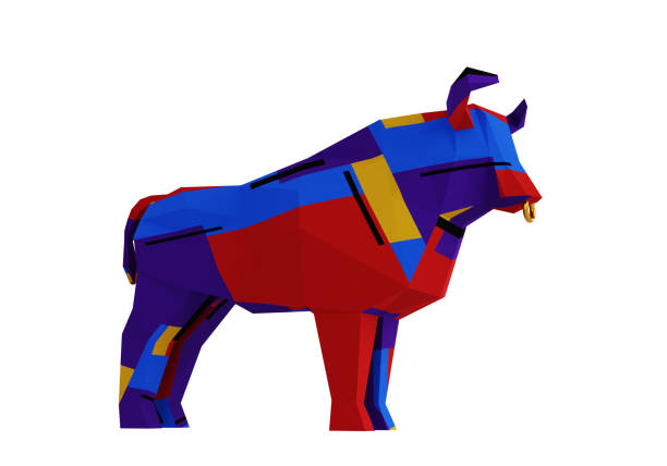istock Abstract Low poly Multicolored Bull, a symbol of the new year 2021, 3d render 1300695308